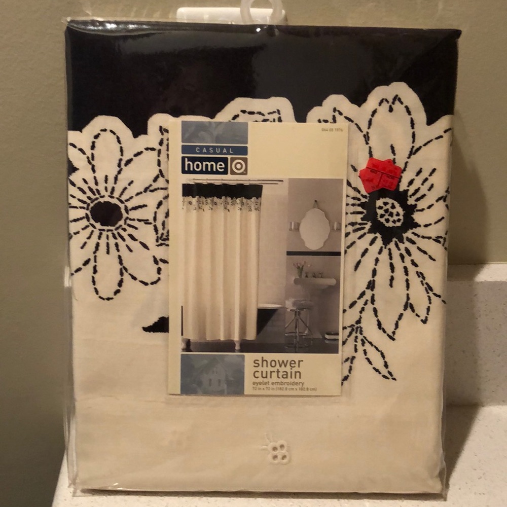 New in Package - Black and Cream Floral Shower Curtain from Target
